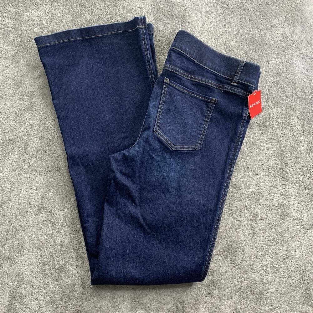 Spanx Jeans Womens XL Flare High Rise Midnight Shade Blue Pull On Stretch 20327R